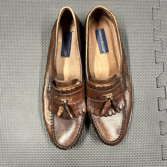 Giorgio Brutini Princeton Tassel Loafers Mens 13M Brown Leather Shoes - Picture 2 of 8
